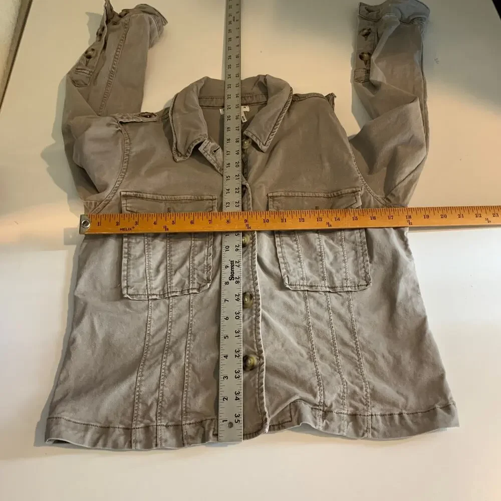 Paige Jacket Womens M Medium Moss Vintage Taupe Pacey Utility Button Up Cropped